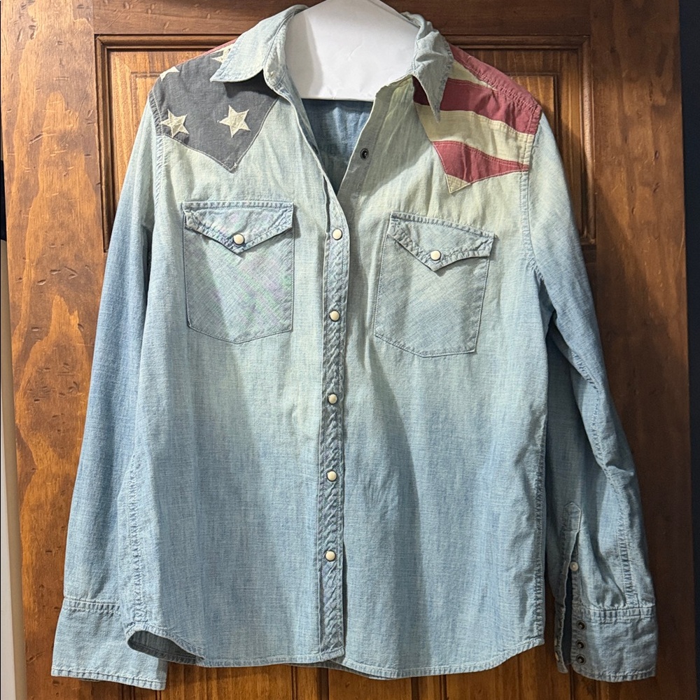 Ralph Lauren Light Blue Denim Shirt with Cream Label